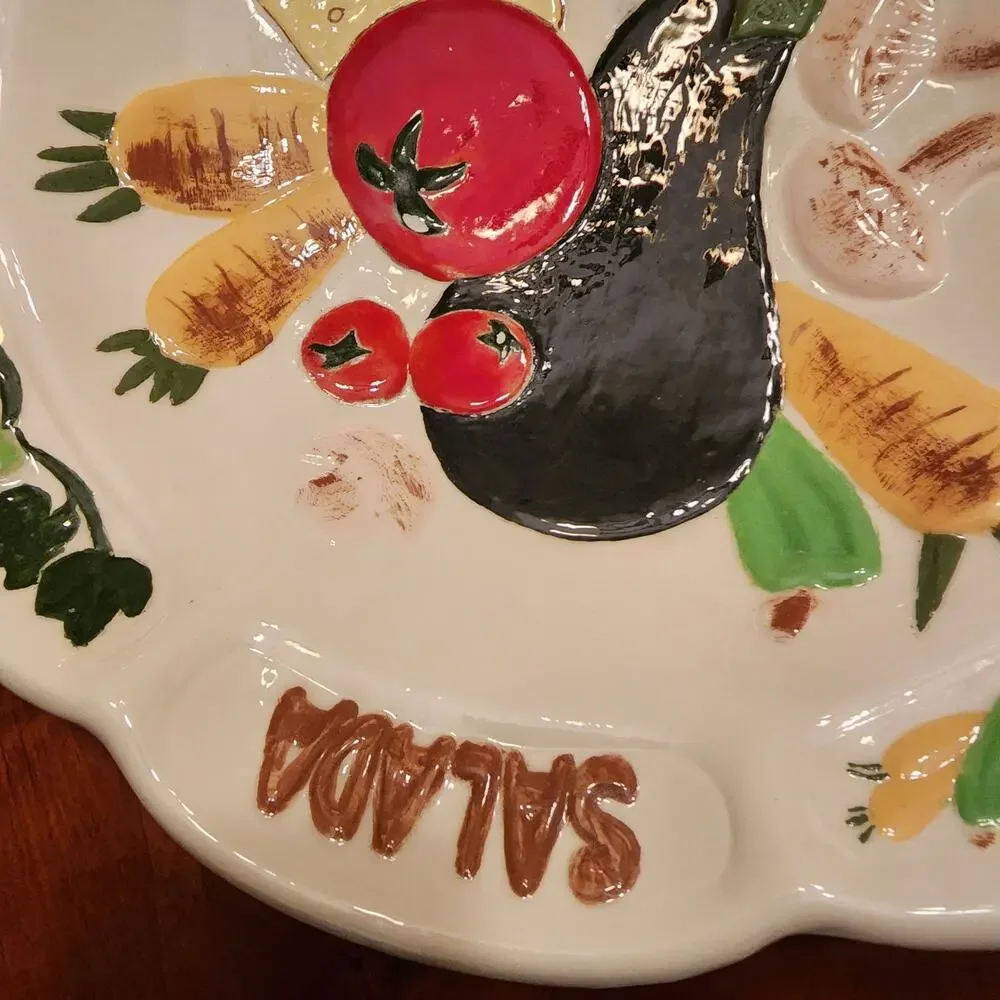 Ceramic Pasta Bowl Veggies Handpainted